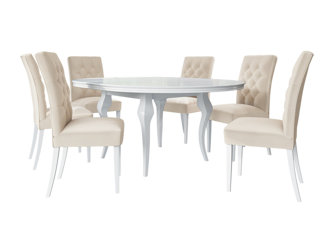 Dining set Racine 129 (Glossy white + Magic Velvet 2250)