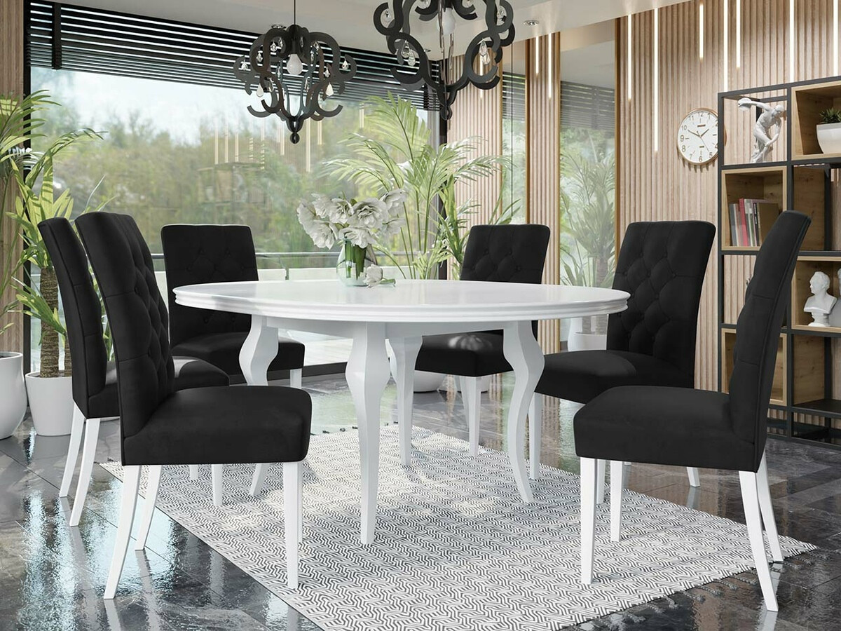 Dining set Racine 138 (Glossy white + Magic Velvet 2219)