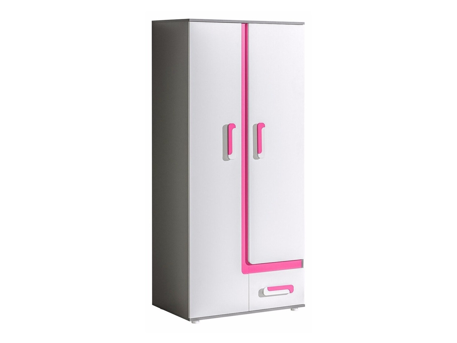 Wardrobe Levtala 101 (Anthracite + White + Pink)