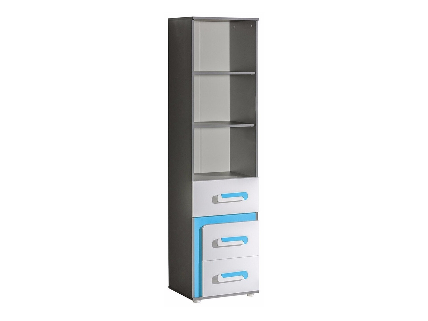 Bookcase Levtala 105 (Anthracite + White + Turquoise)