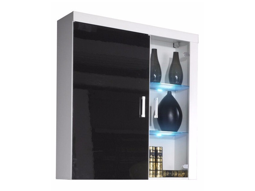 Wall cabinet Odebeli 101 (White + Glossy black)
