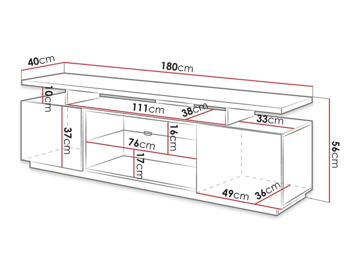 TV stand Figura (Black + Glossy black)