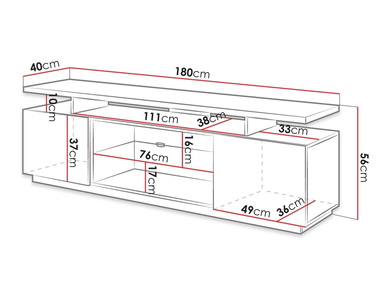 TV stand Figura (White + Glossy white)