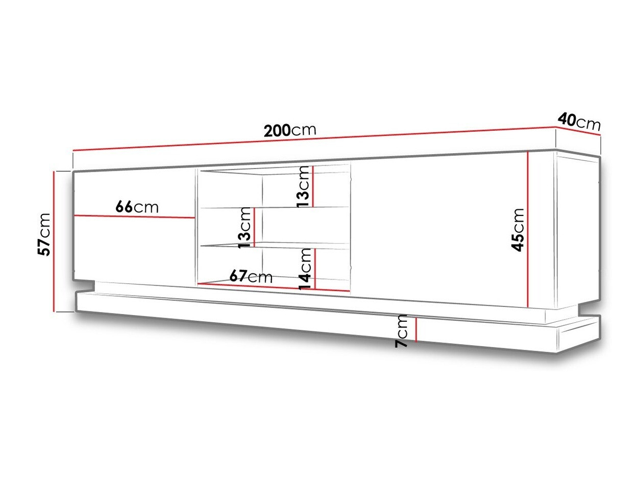 TV stand Linar I (White + Glossy white)