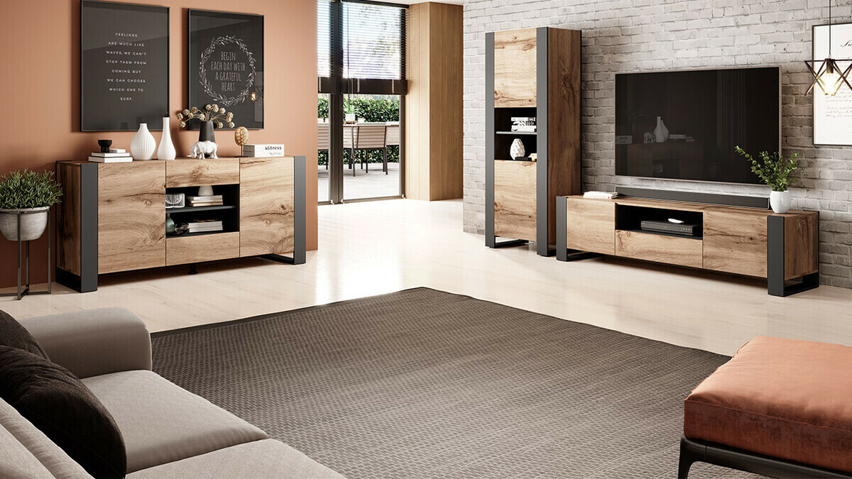 TV stand Socius (Wotan Oak + Anthracite)