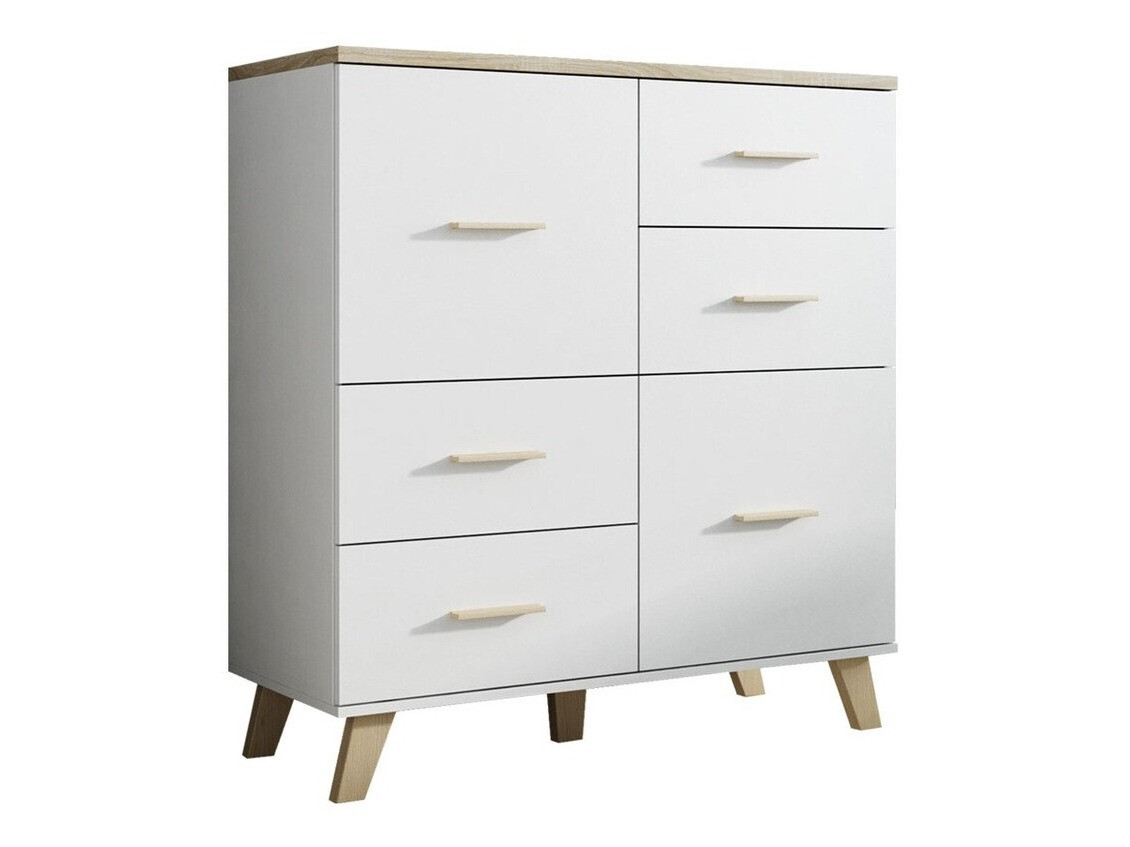 Chest of drawers Larfloi 104 (White + Sonoma oak)