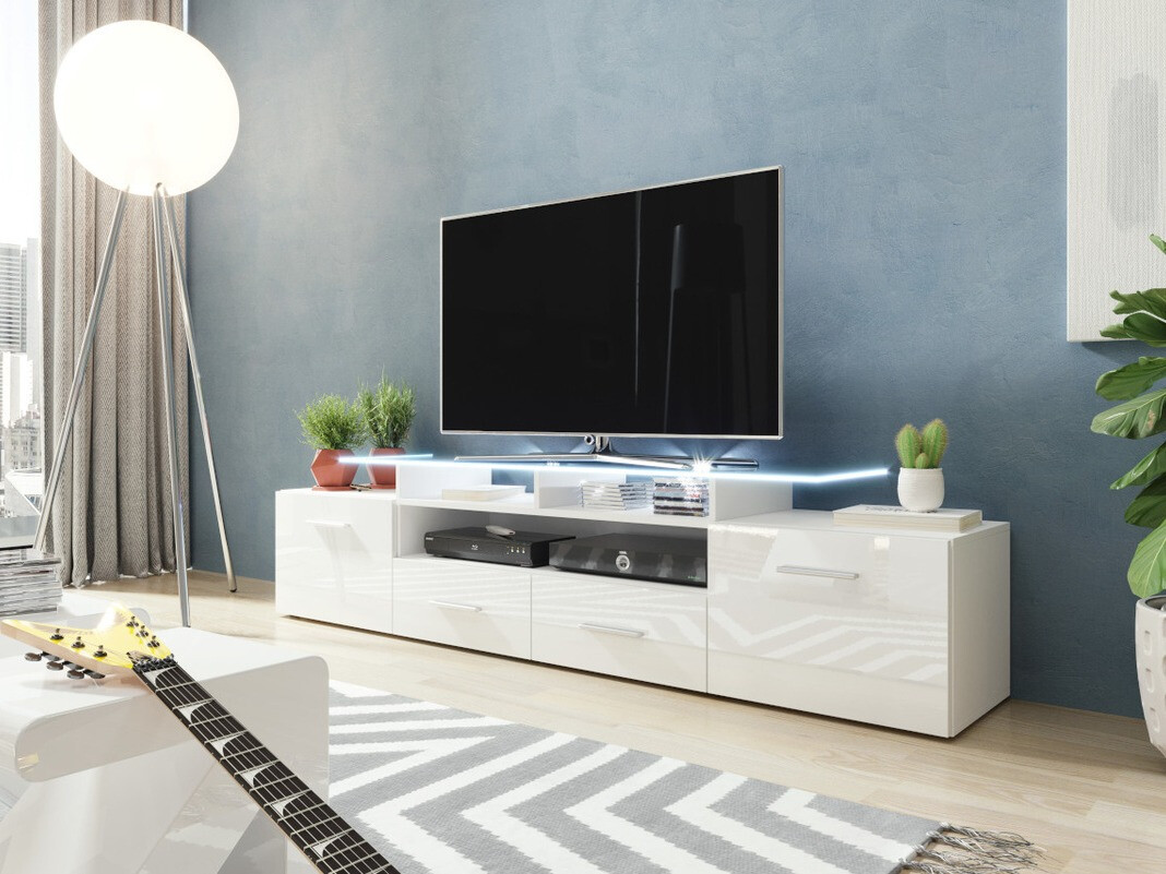 TV stand Charlotte 117 (White + Glossy white)