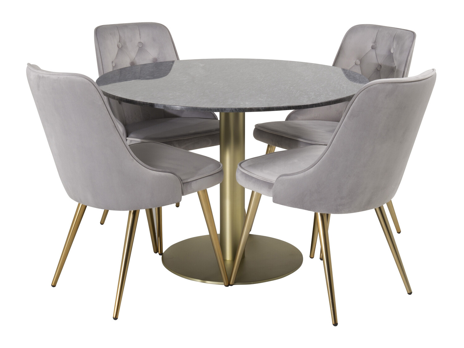 Dining set Dallas 370 (Grey + Brass)
