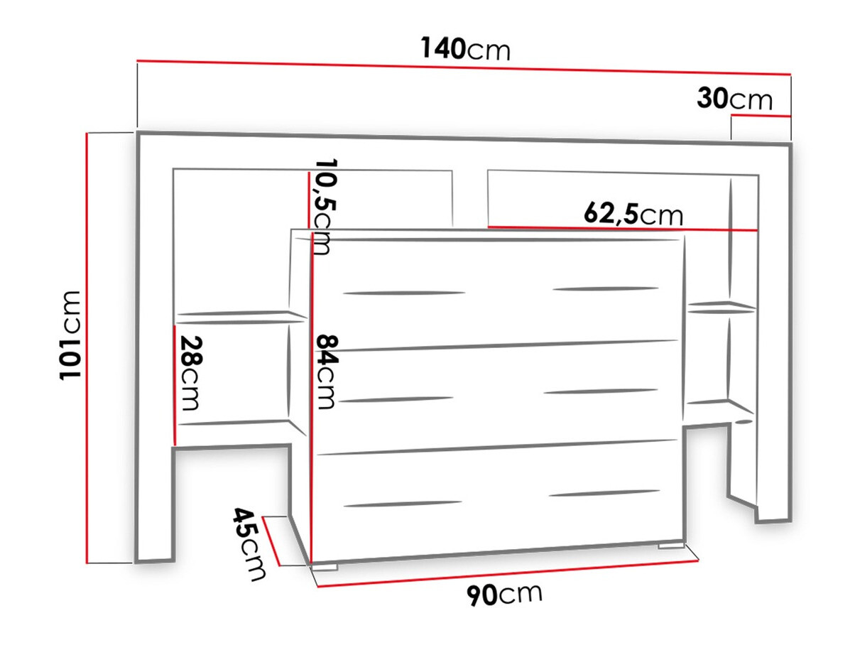 Chest of drawers Aestas I (White + Glossy black)