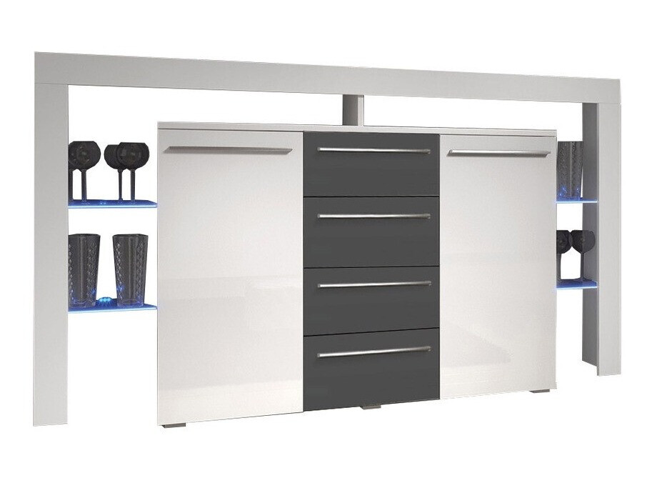 Chest of drawers Aestas (White + Gloss grey)