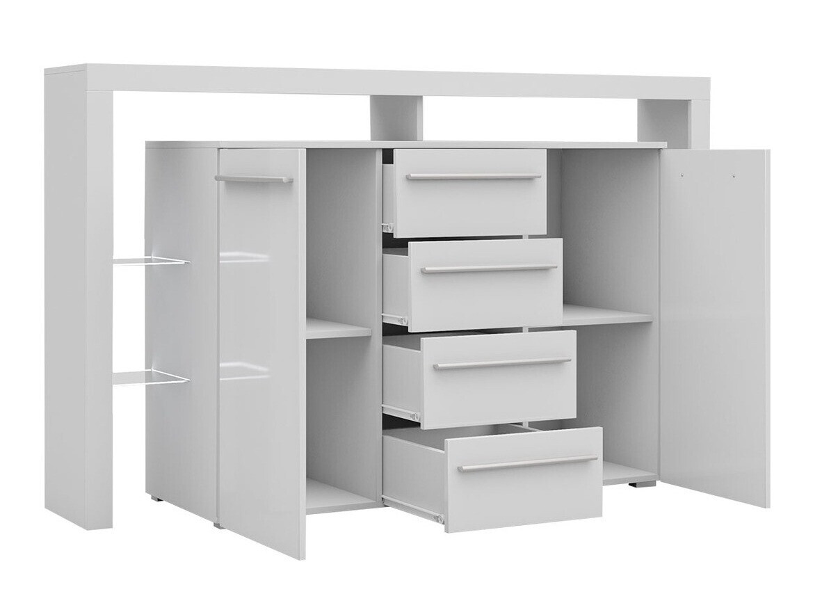 Chest of drawers Aestas (White + Gloss grey)
