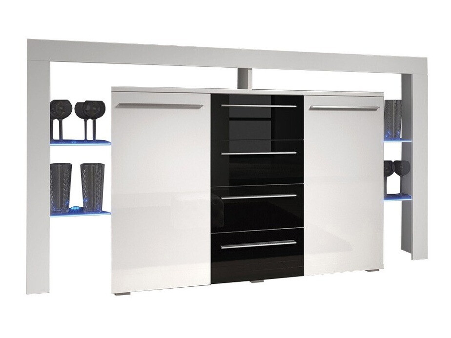 Chest of drawers Aestas (White + Glossy black)