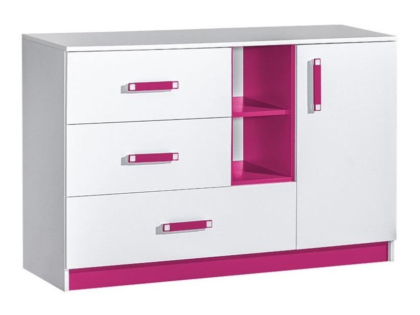 Chest of drawers Sorviru 101 (White + Pink)