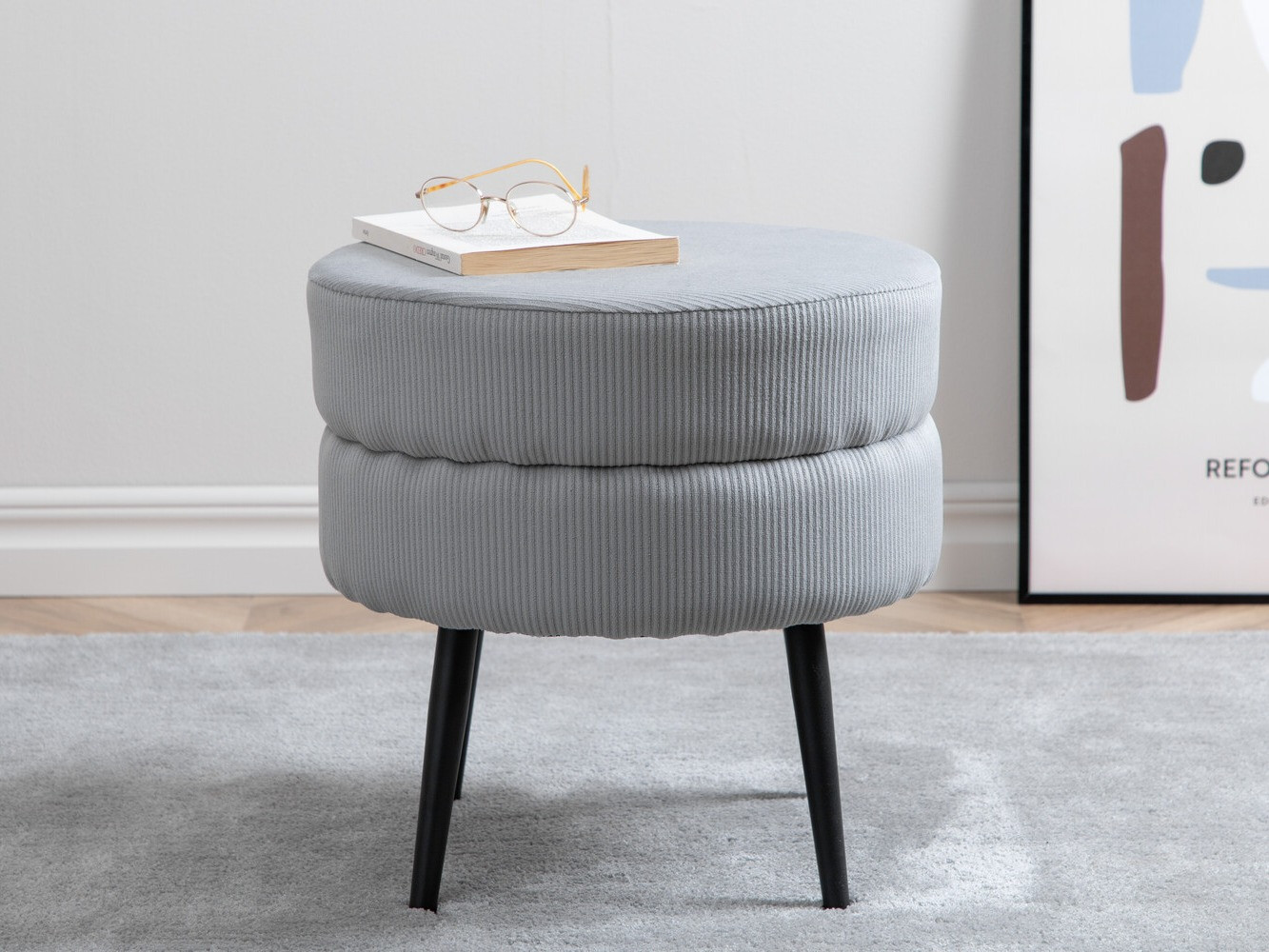 Ottoman Dallas 2945 (Light grey + Black)