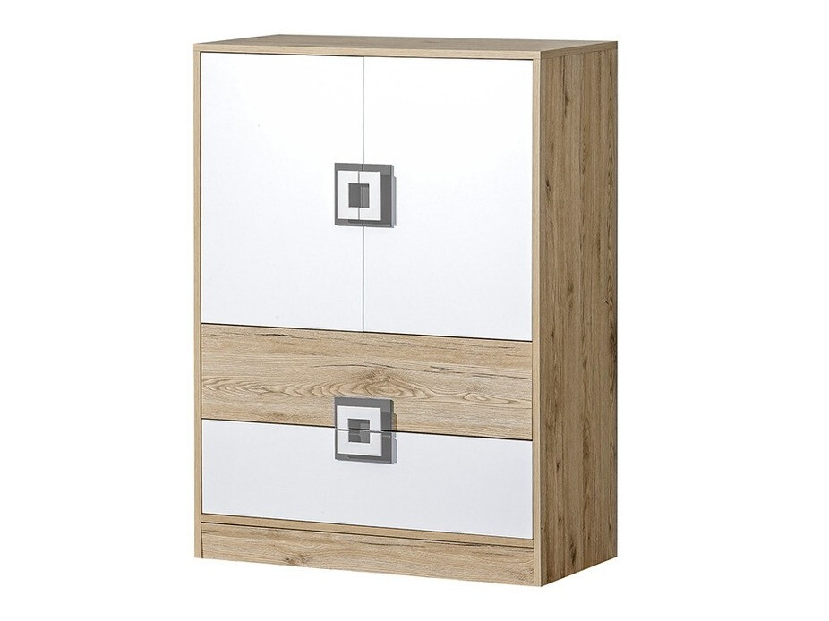 Chest of drawers Balvire 109 (Light oak + White + Grey)