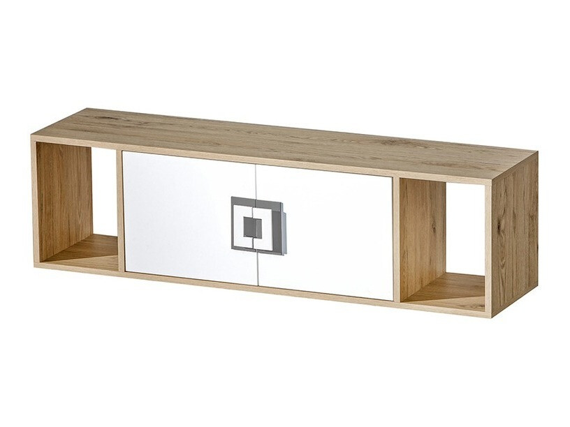 Wall shelf Balvire 112 (Light oak + White + Grey)