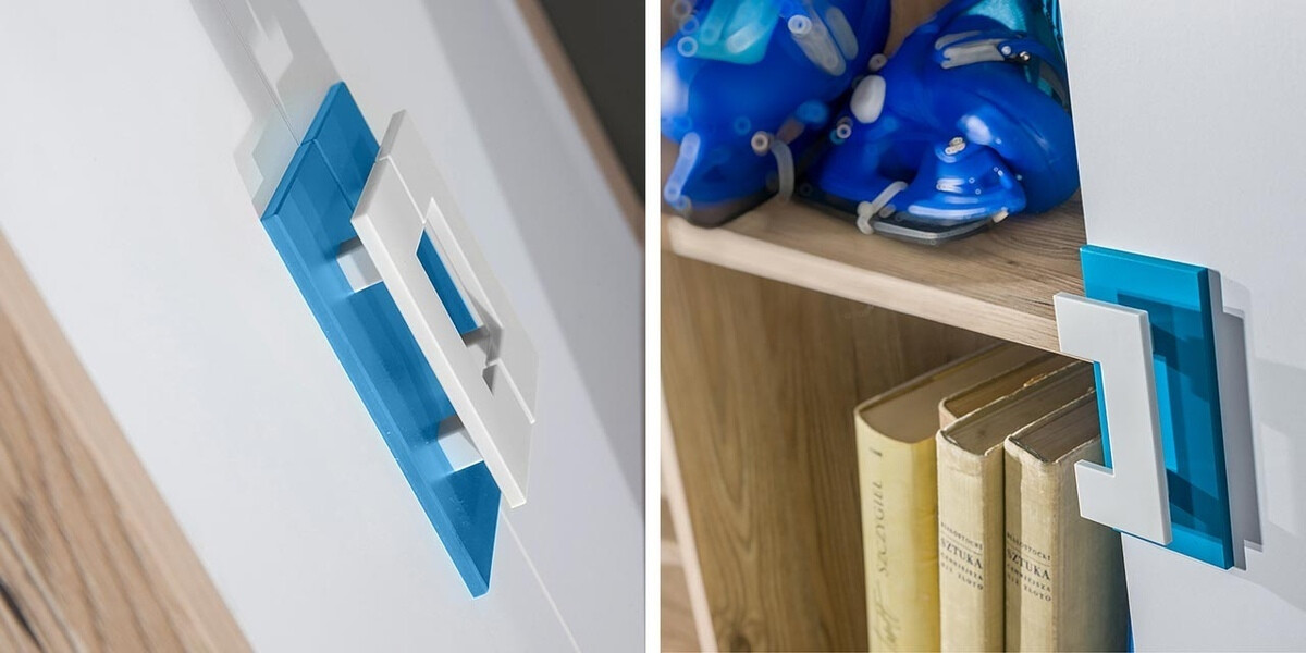 Wall shelf Balvire 112 (Light oak + White + Grey)