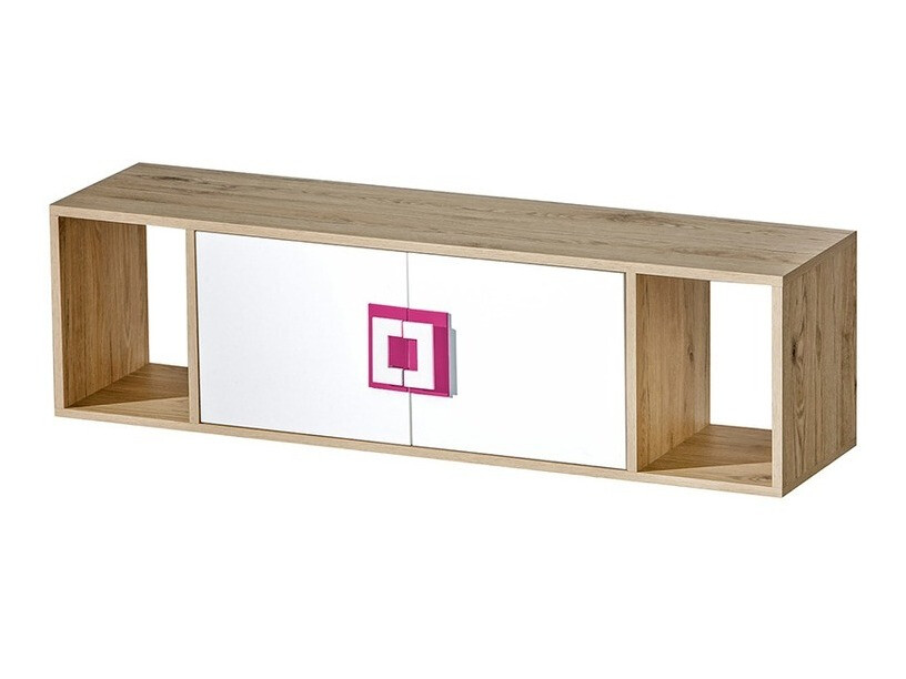 Wall shelf Balvire 112 (Light oak + White + Pink)