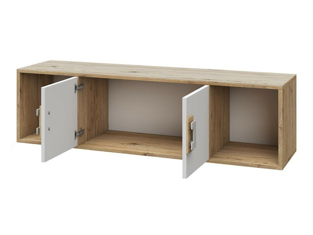 Wall shelf Balvire 112 (Light oak + White + Pink)
