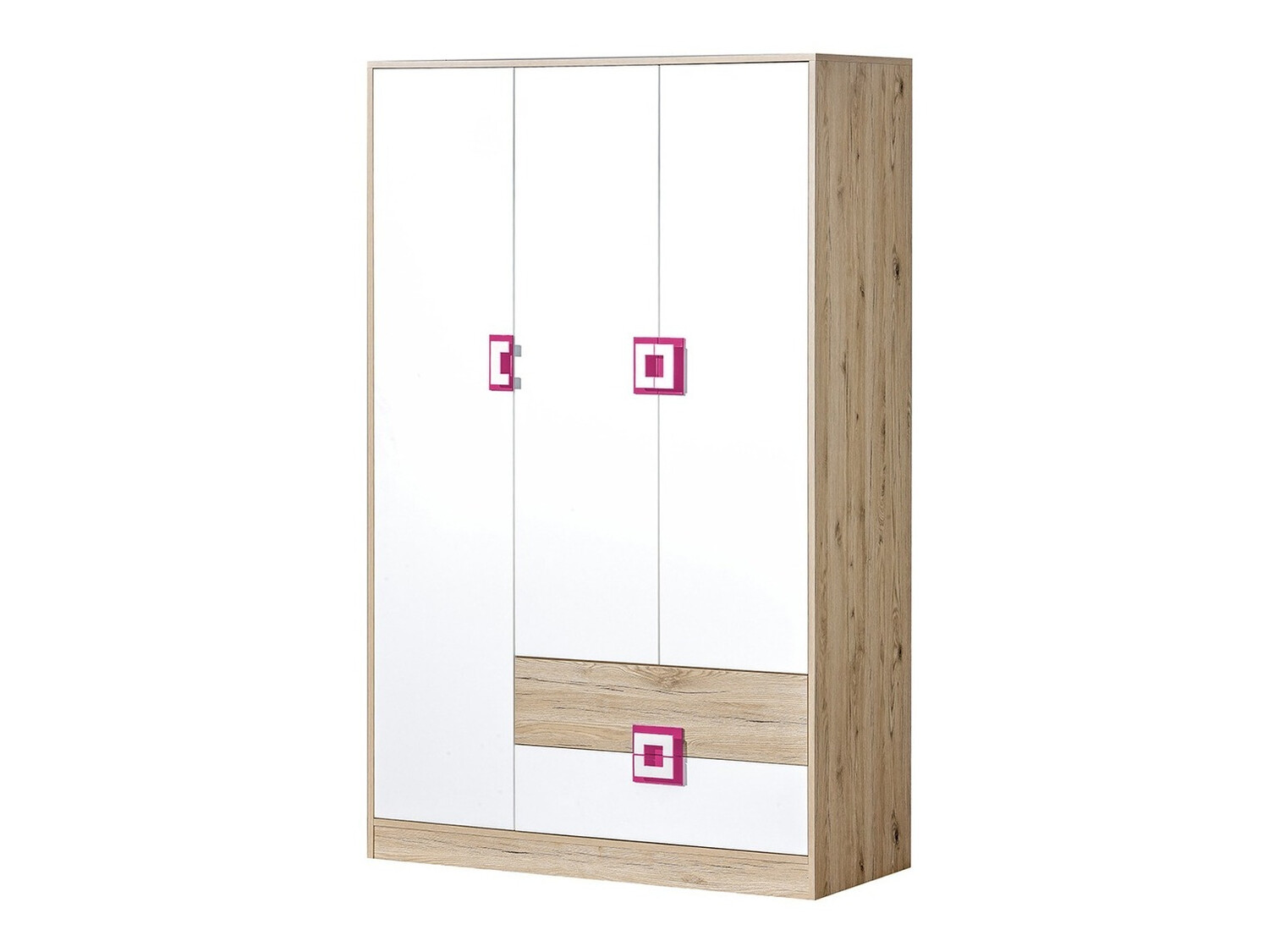 Wardrobe Balvire 104 (Light oak + White + Pink)