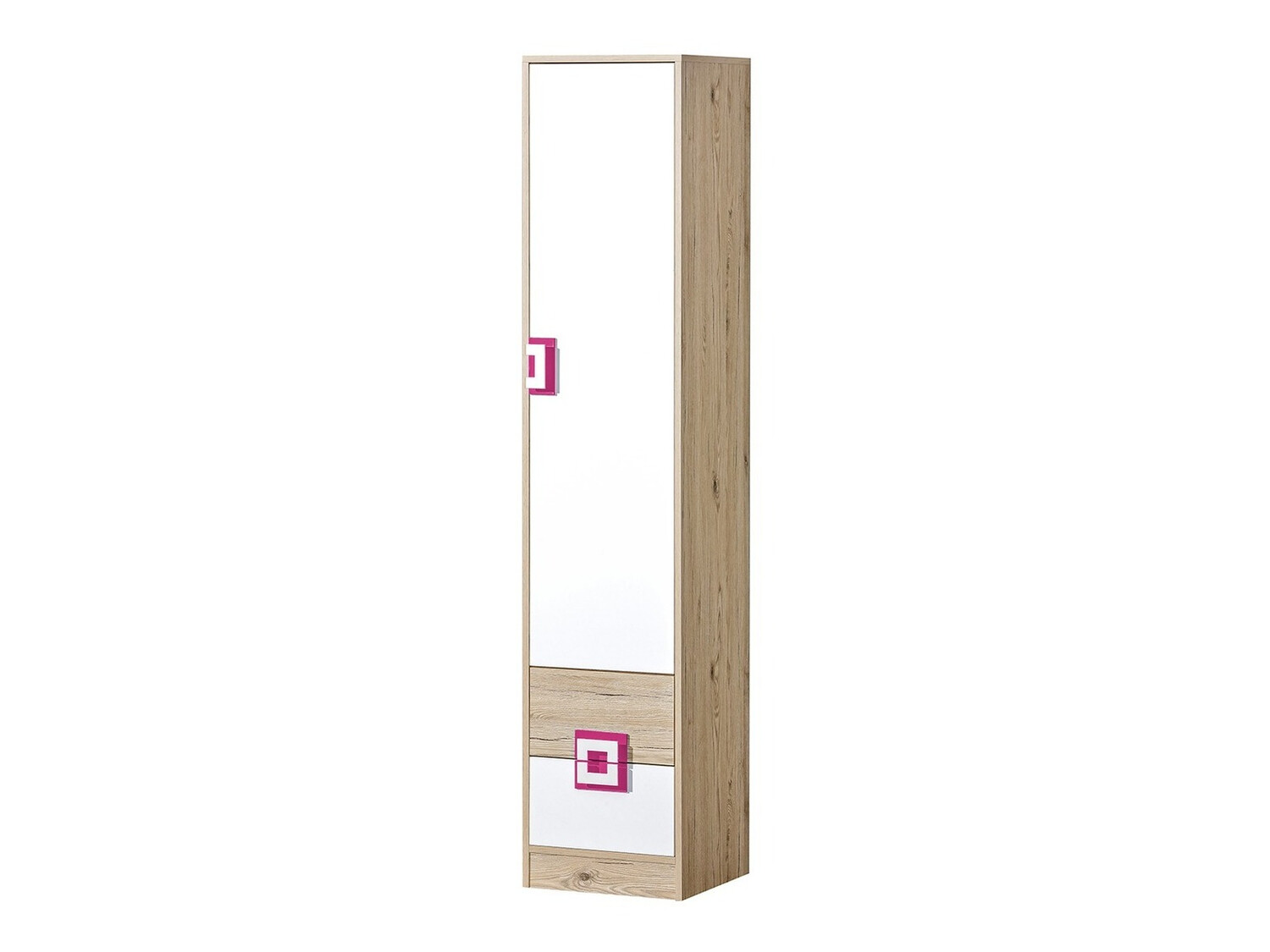 Bookcase Balvire 106 (Light oak + White + Pink)