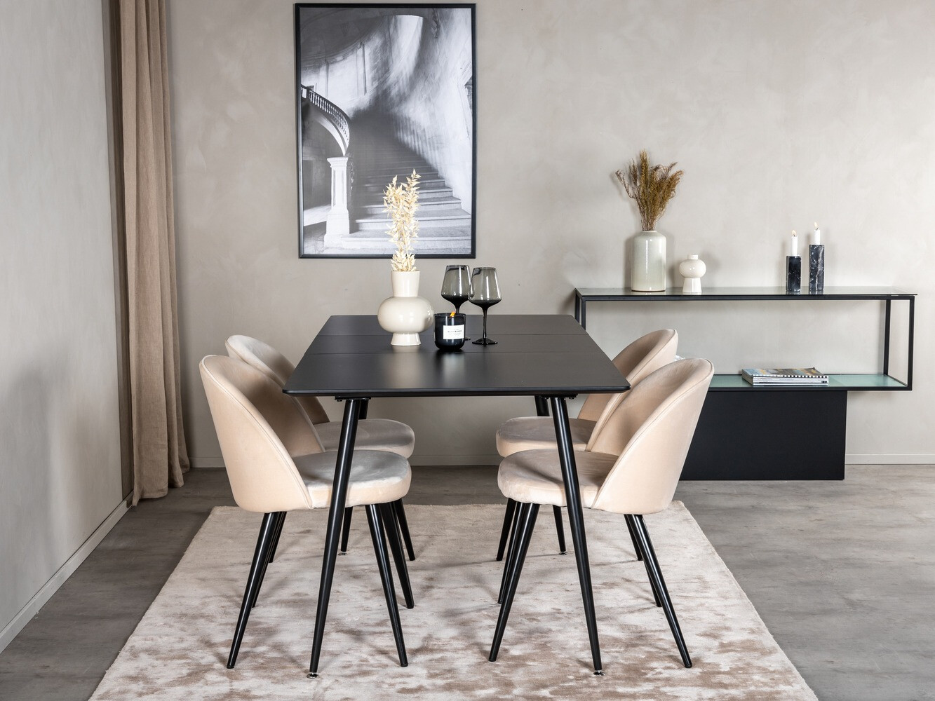 Dining set Dallas 1521 (Beige + Black)