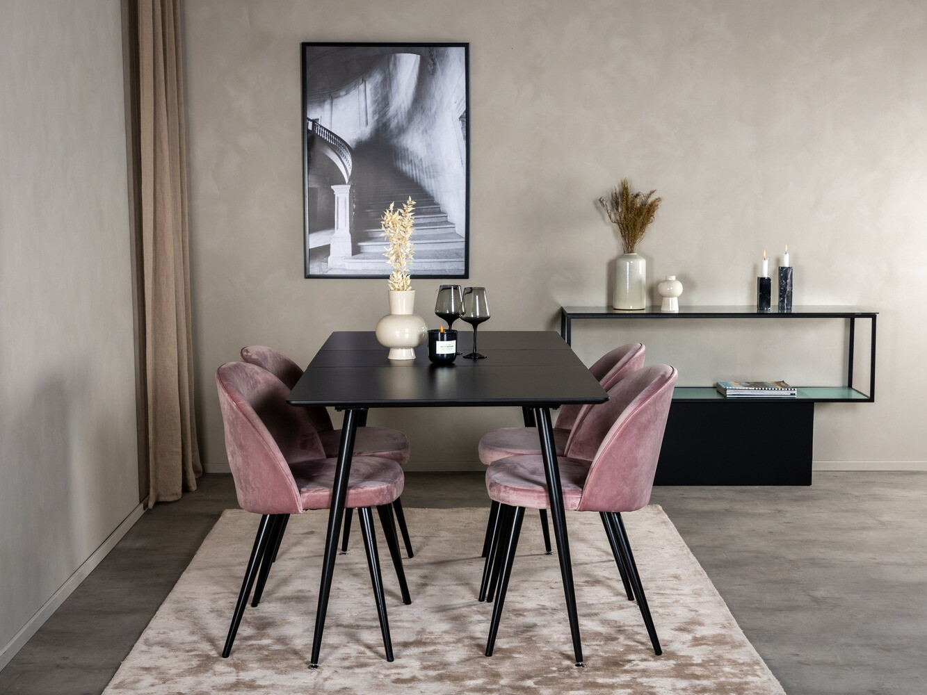 Dining set Dallas 1521 (Pink + Black)