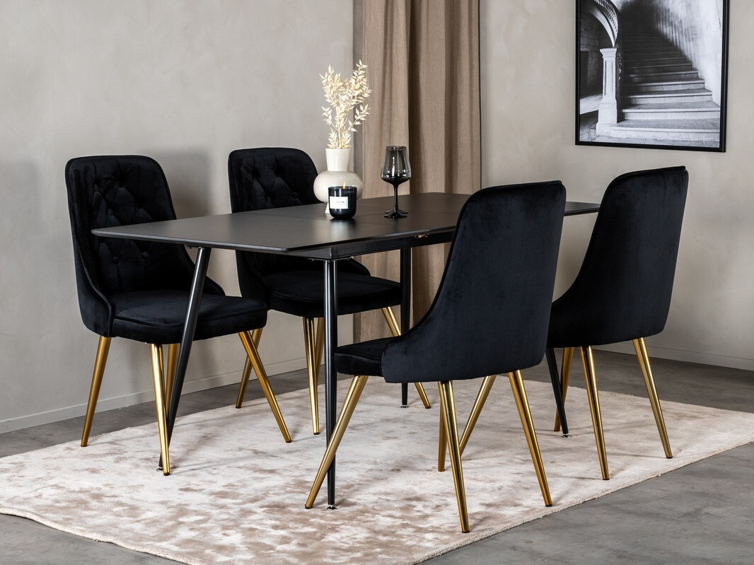 Dining set Dallas 1522 (Black + Golden)