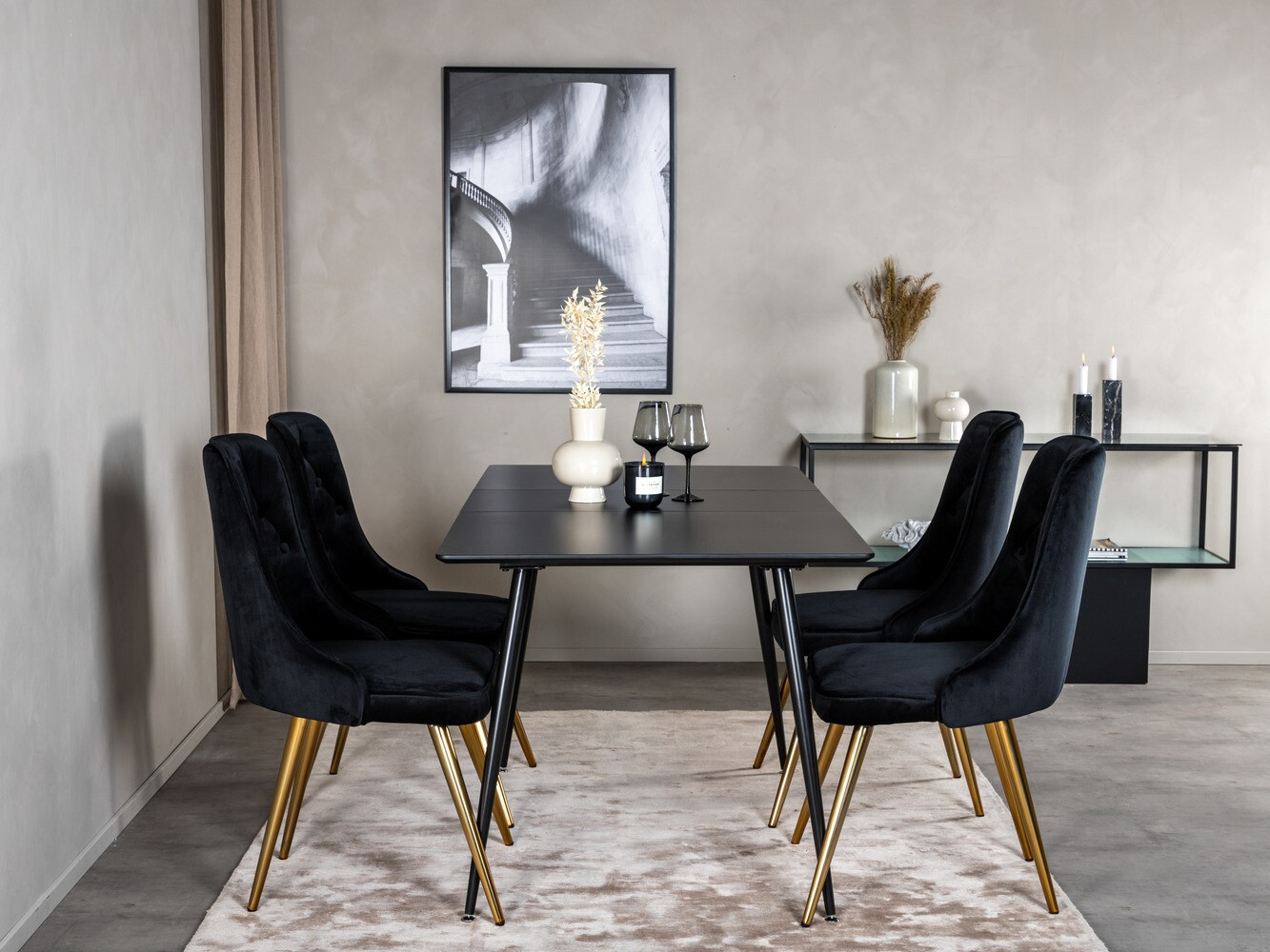 Dining set Dallas 1522 (Black + Golden)