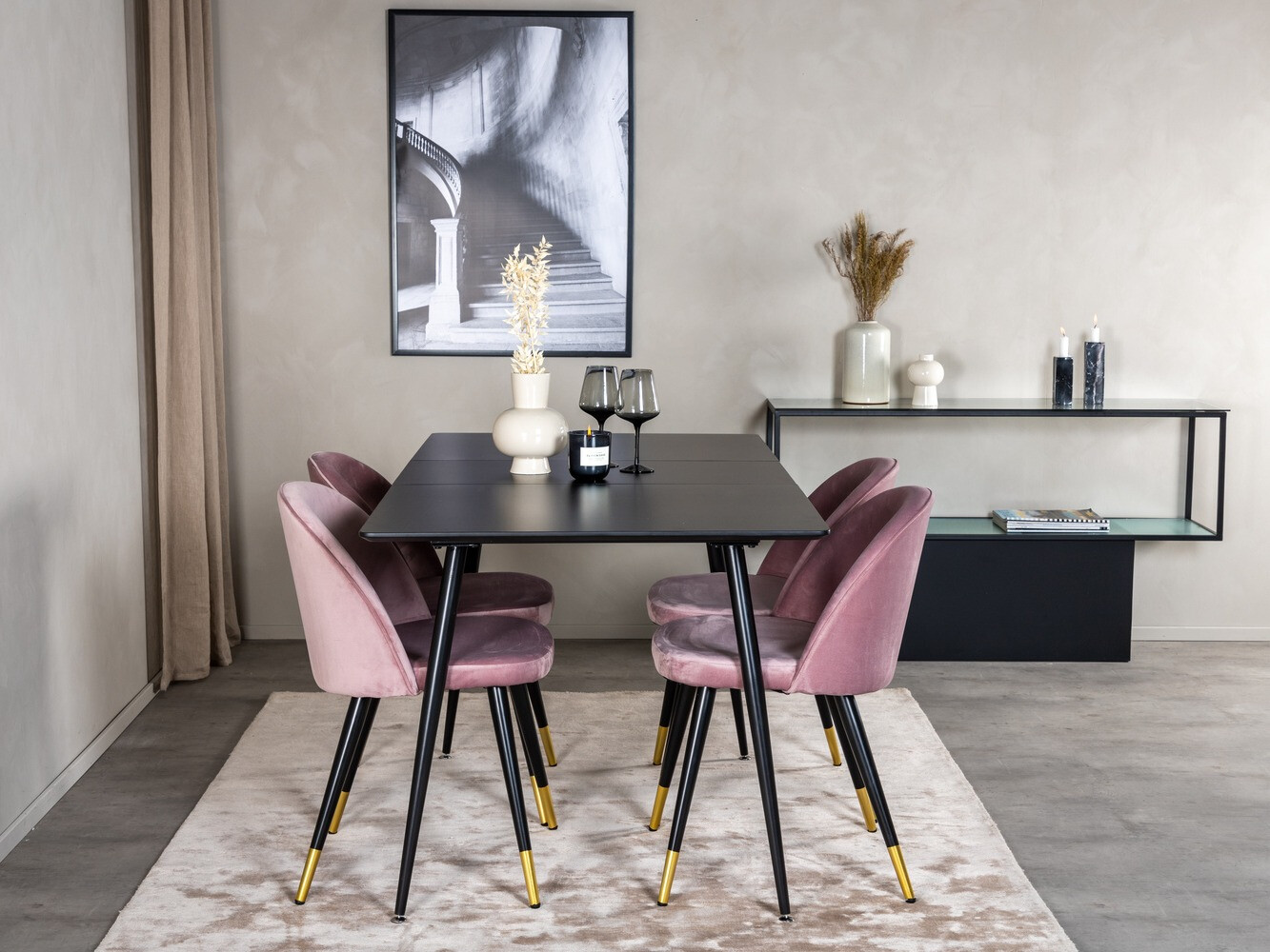Dining set Dallas 1526 (Pink + Black)