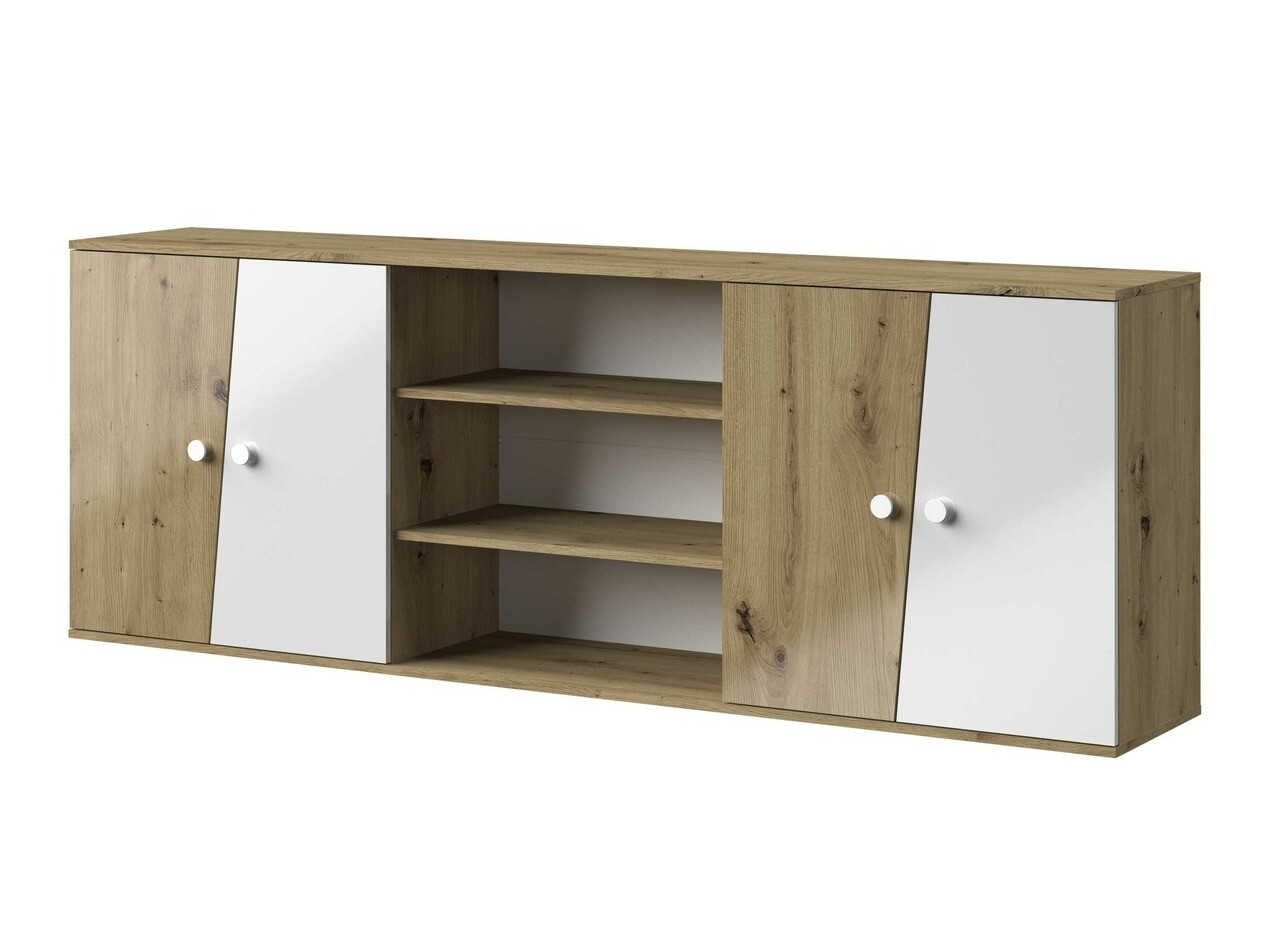 Wall cabinet Mirelbu 115 (Artisan oak + Glossy white)