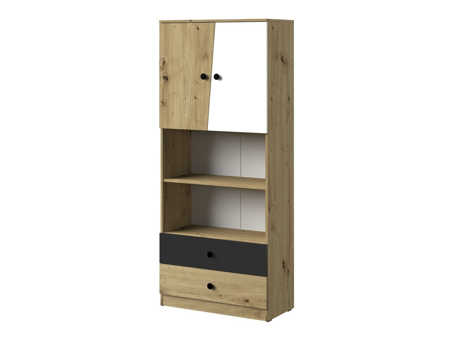 Bookcase Mirelbu 103 (Artisan oak + White + Black)