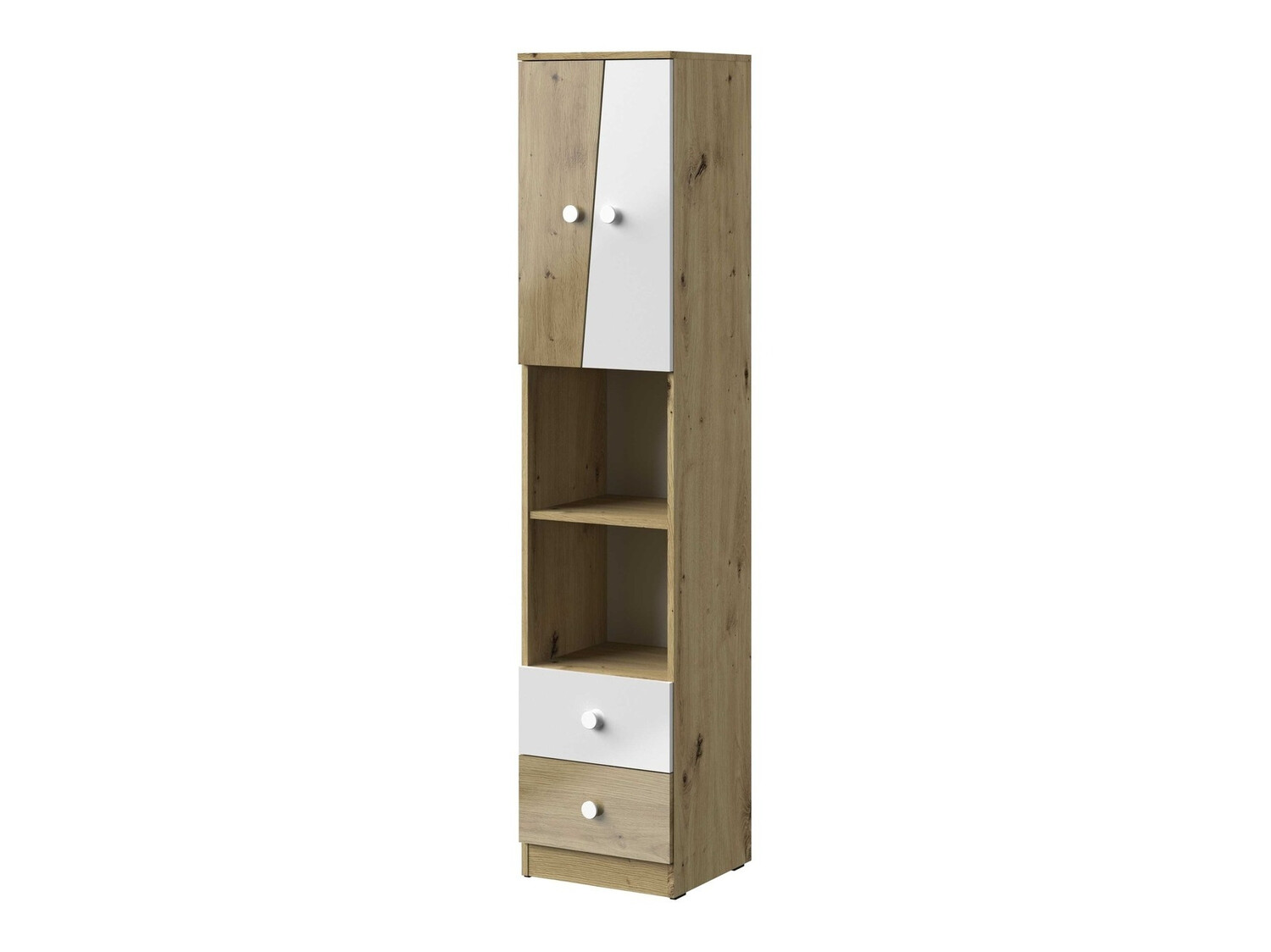 Bookcase Mirelbu 104 (Artisan oak + Glossy white)