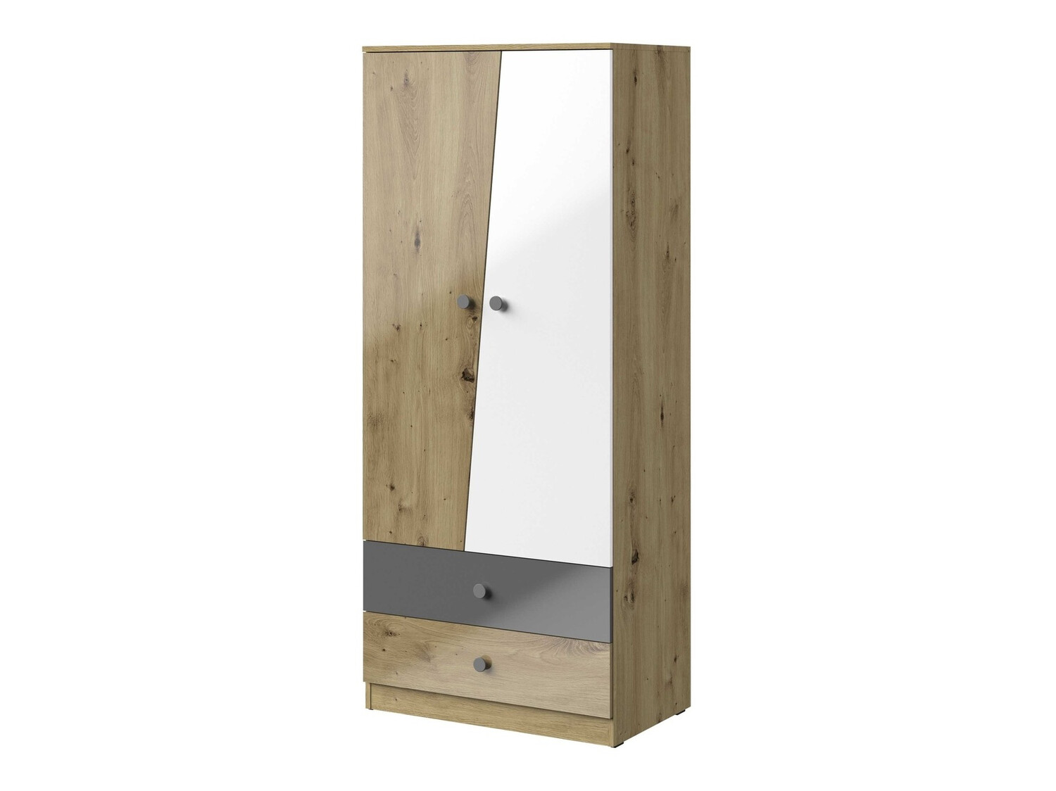 Wardrobe Mirelbu 100 (Artisan oak + Glossy white + Gloss grey)