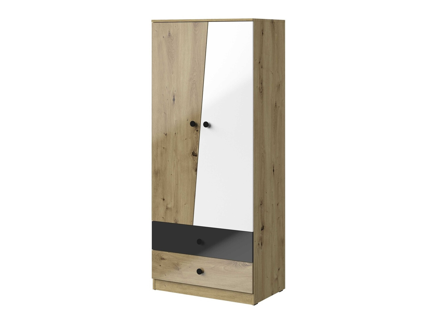Wardrobe Mirelbu 100 (Artisan oak + Glossy white + Glossy black)