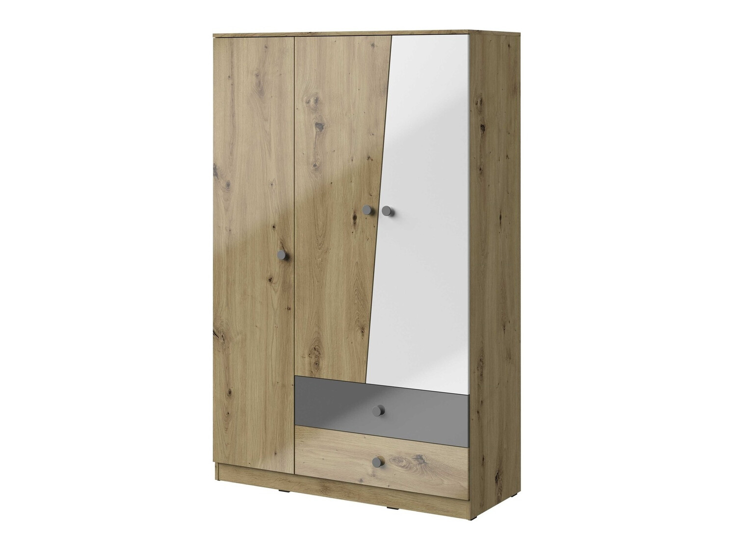 Wardrobe Mirelbu 102 (Artisan oak + Glossy white + Glossy grey)