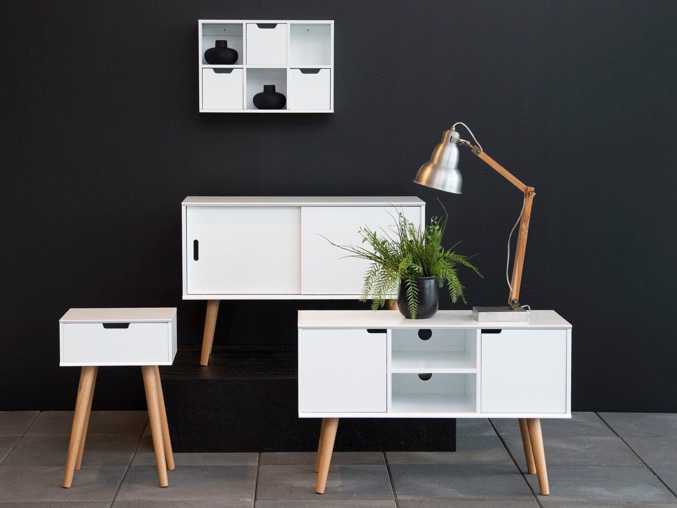 Bedside table Norsica 105 (White + Oak)