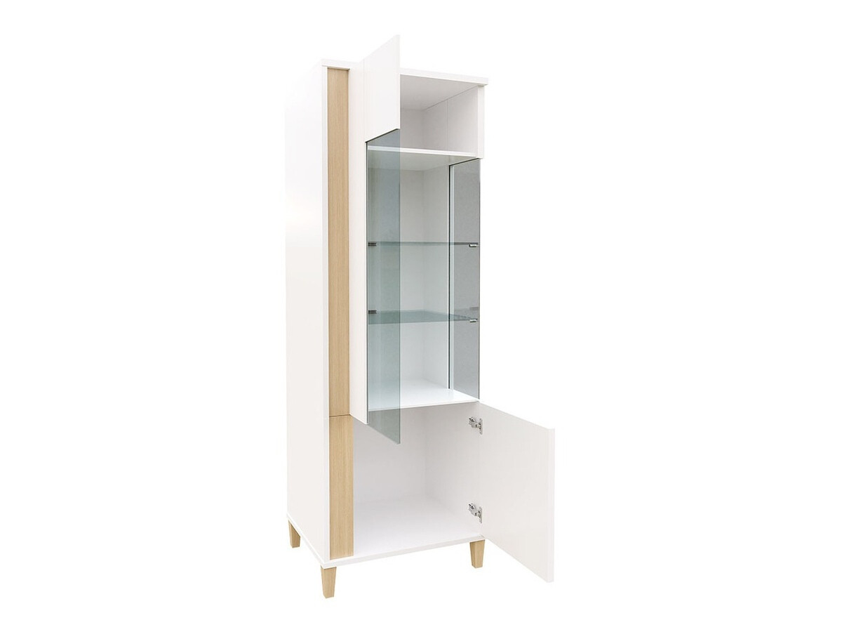 Bookcase Florem II (White + Glossy white + Glossy black)