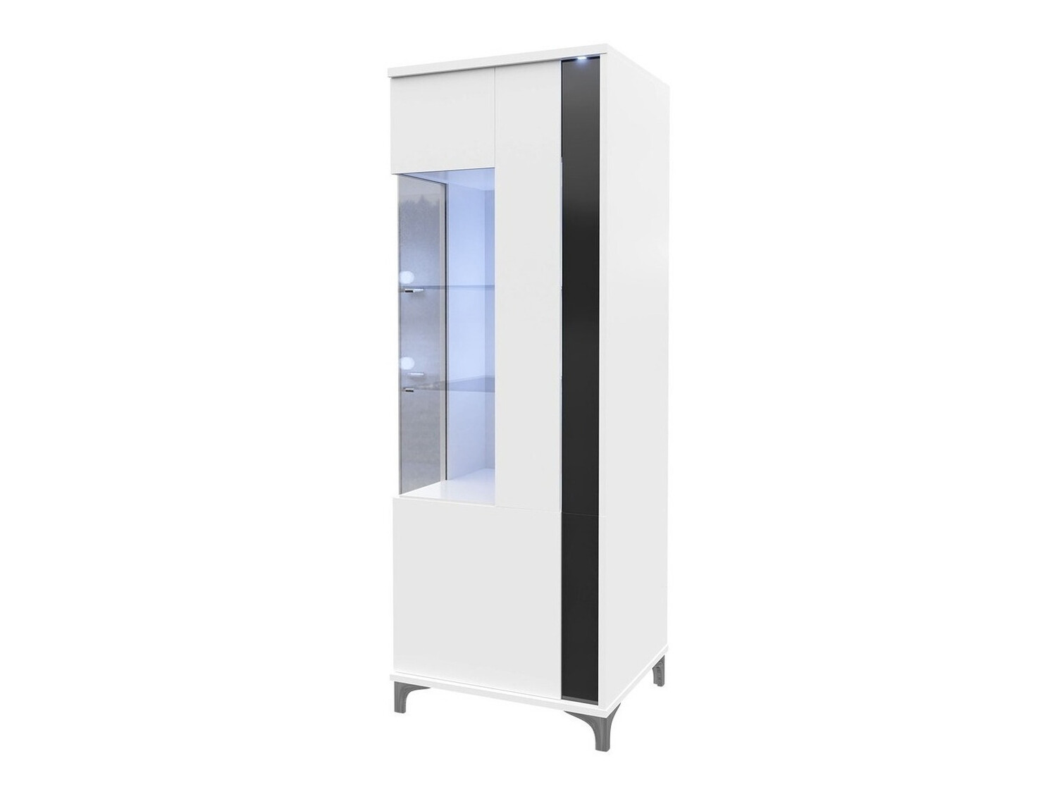 Bookcase Florem III (White + Glossy white + Glossy black)