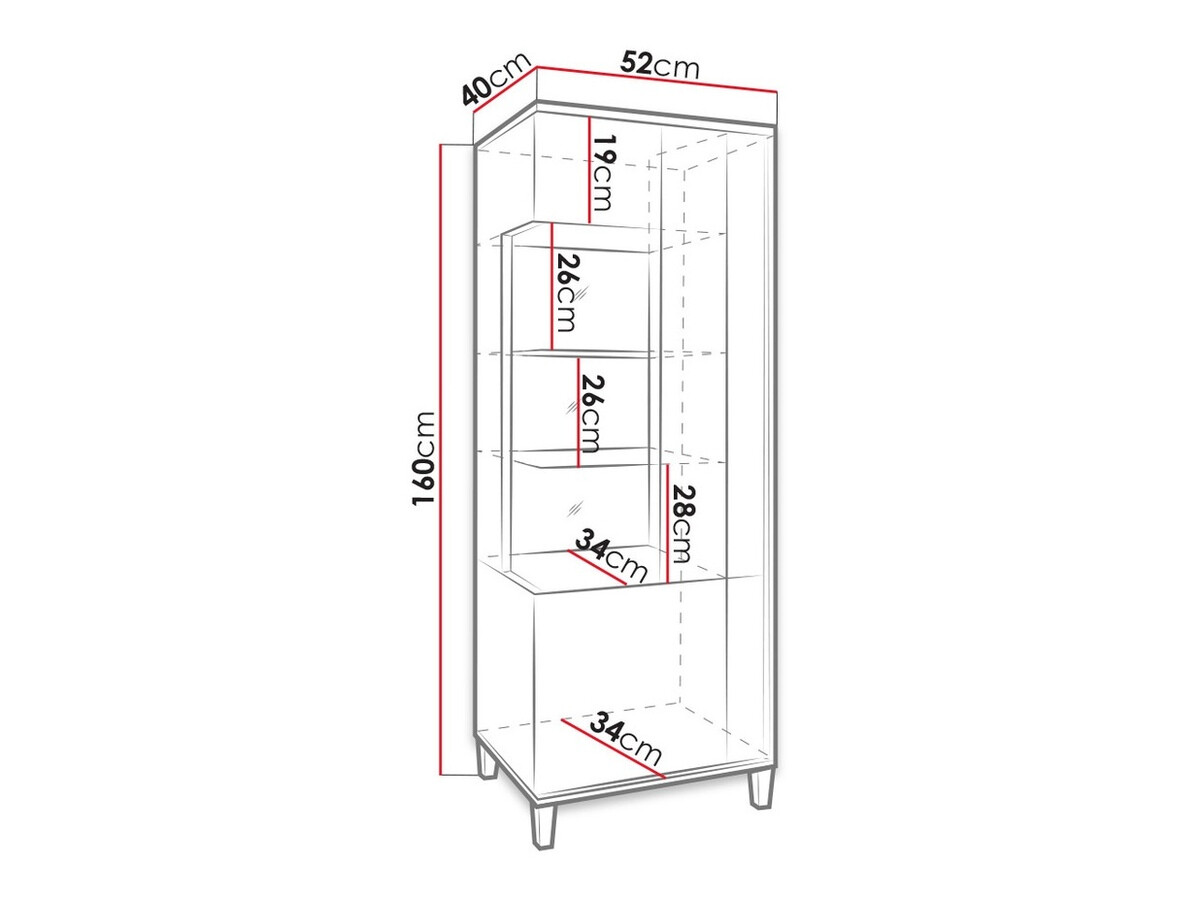 Bookcase Florem III (White + Glossy white + Light wood)