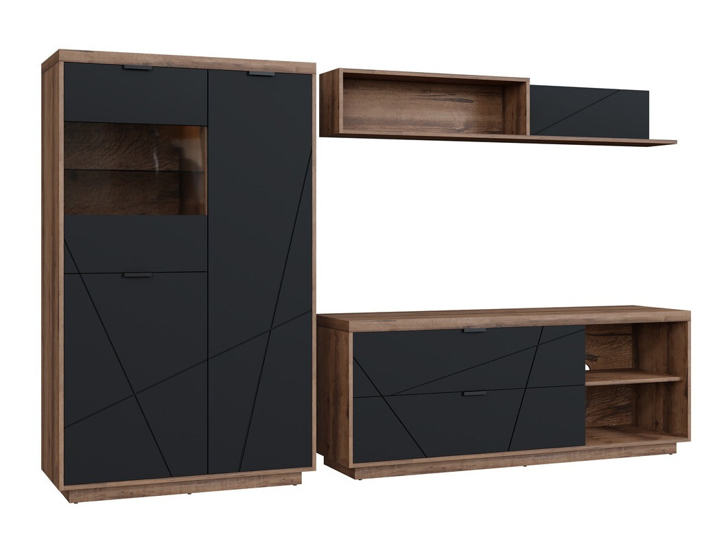 Living room set Fivale 111 (Dark Delano oak + Matt black)