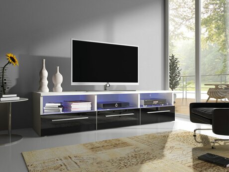 TV stand Nashville 100 (White + Glossy black)