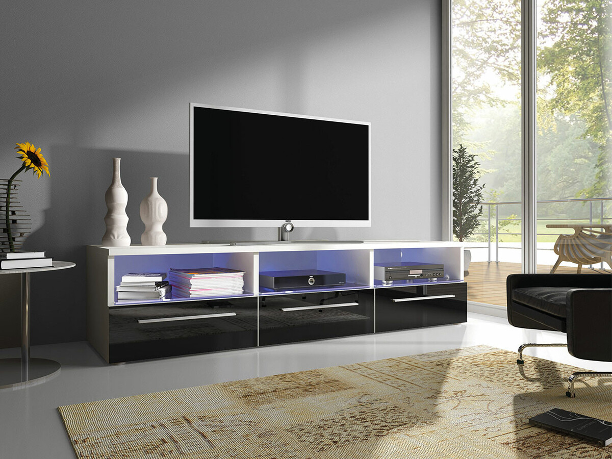TV stand Uva I (White + Glossy black)