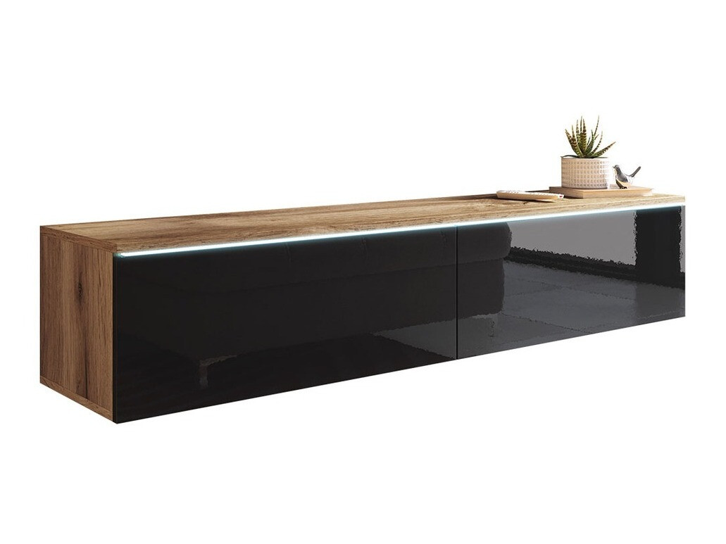 TV stand Scientia (Wotan Oak + Glossy black)