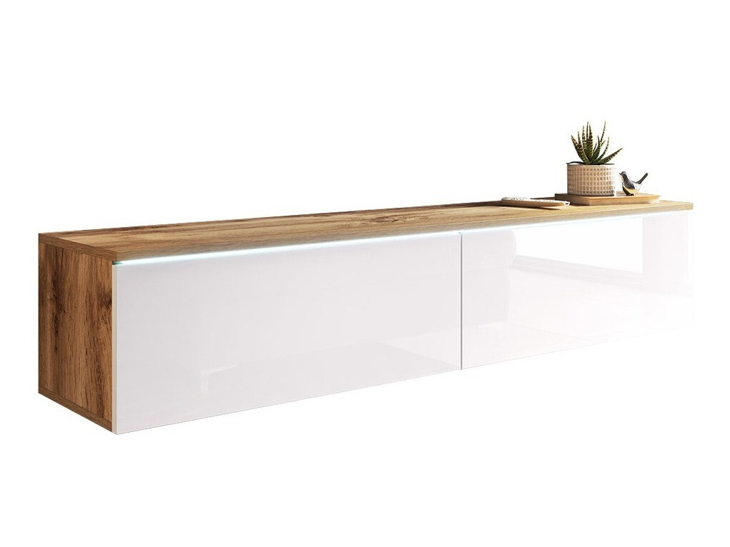 TV stand Scientia (Wotan Oak + Glossy white)