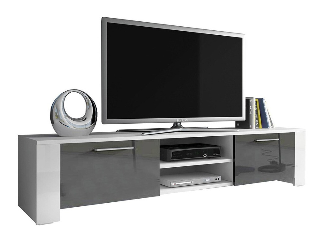 TV stand Uva II (White + Gloss grey)