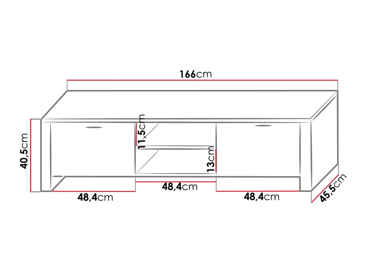 TV stand Uva II (White + Glossy black)