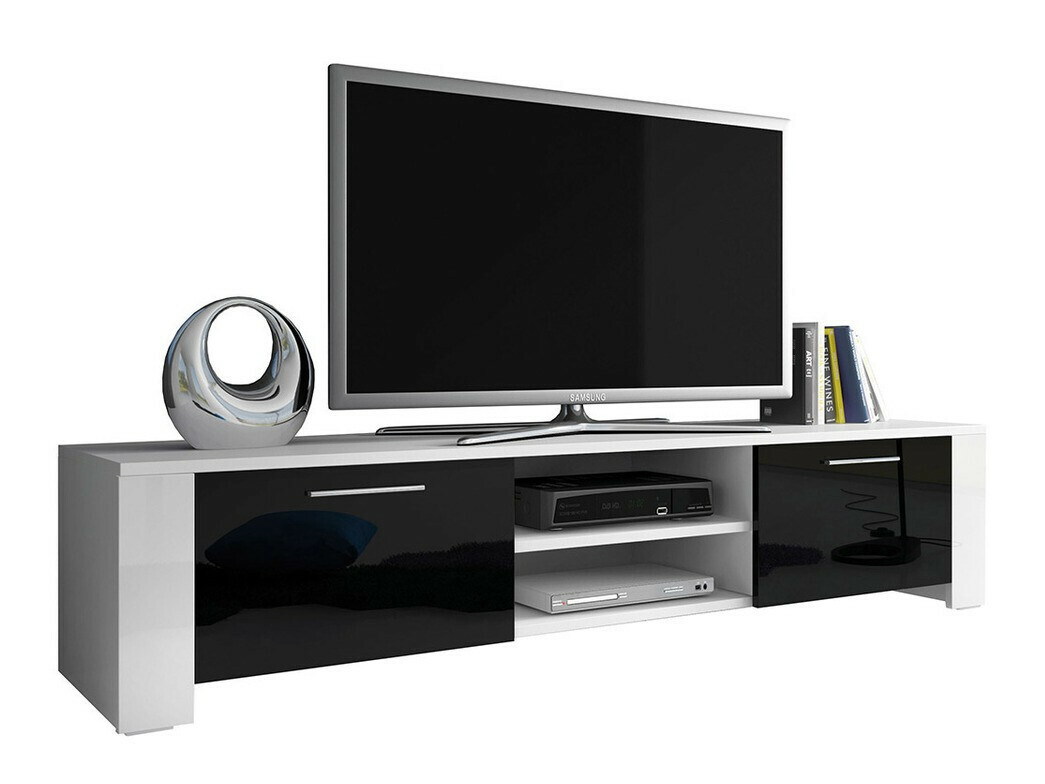 TV stand Uva II (White + Glossy black)