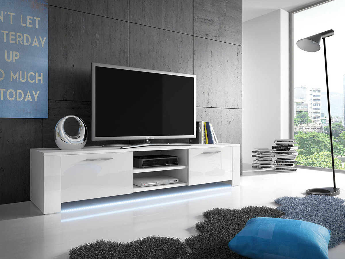 TV stand Uva II (White + Glossy white)