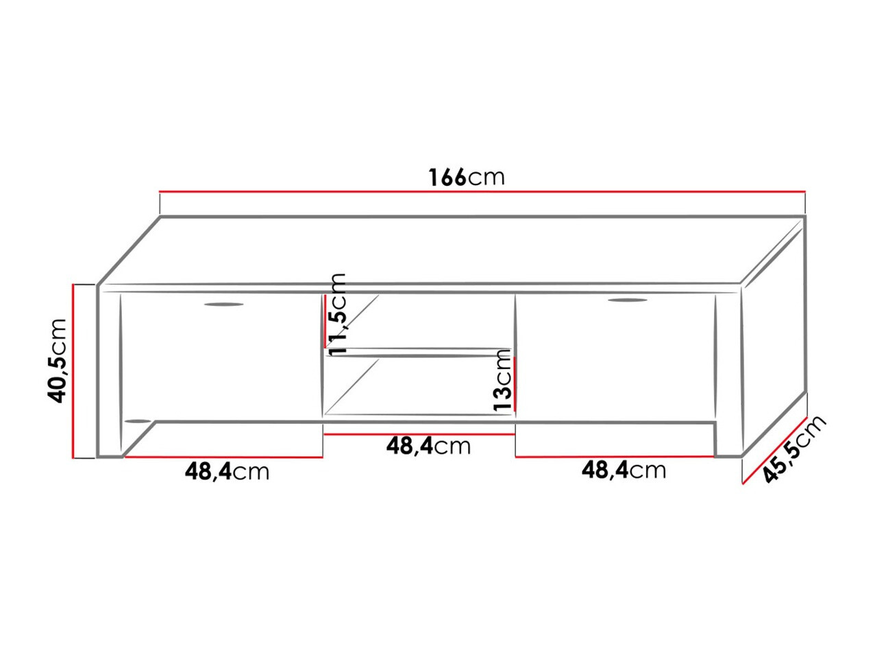 TV stand Uva II (White + Glossy white)